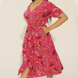 Torrid - Midi Rayon Slub Button Front Tie Safari Dress